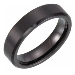 🖤 Black PVD Tungsten 6 mm Beveled Edge Band 🖤